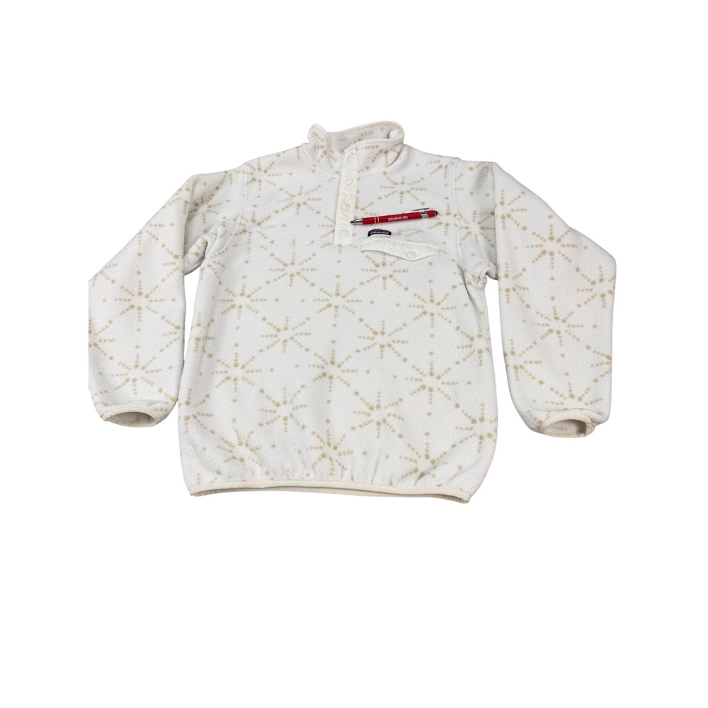 Patagonia Kids Synchilla Fleece Pullover XL 14 Cream Tan Snowflake Print 65546